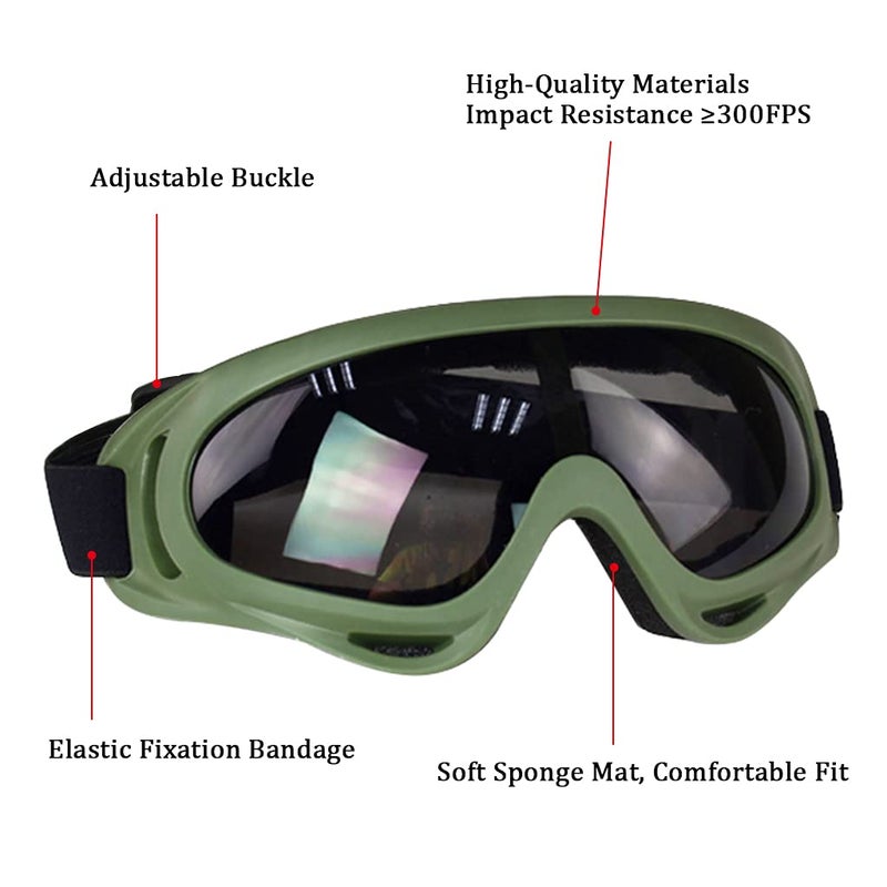 Aoutacc Airsoft Half Face Mask Steel Mesh and Goggles Set, Tactical Masks Protection Gear for Paintball BBS CS Nerf Game Cosplay Halloween Costume Accessories (ArmyGreen) - Image 4